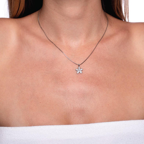 Flower Power | 925 Sterling Silber | Halskette mit Kristall-Unendlichkeitsverschluss