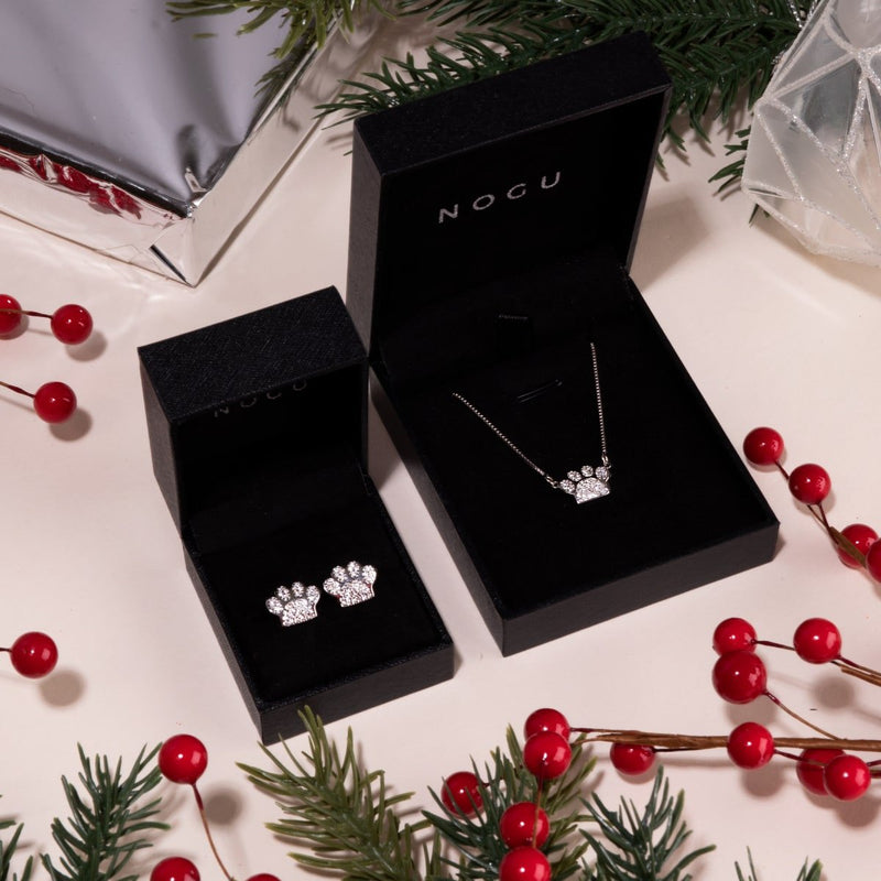 Pfote | 925 Sterling Silber | Halskette mit Kristall-Welpen-Print und Unendlichkeitsverschluss