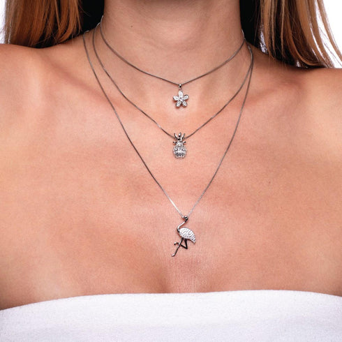 Pina Colada | 925er Sterlingsilber | Ananas-Halskette mit Kristall-Unendlichkeitsverschluss