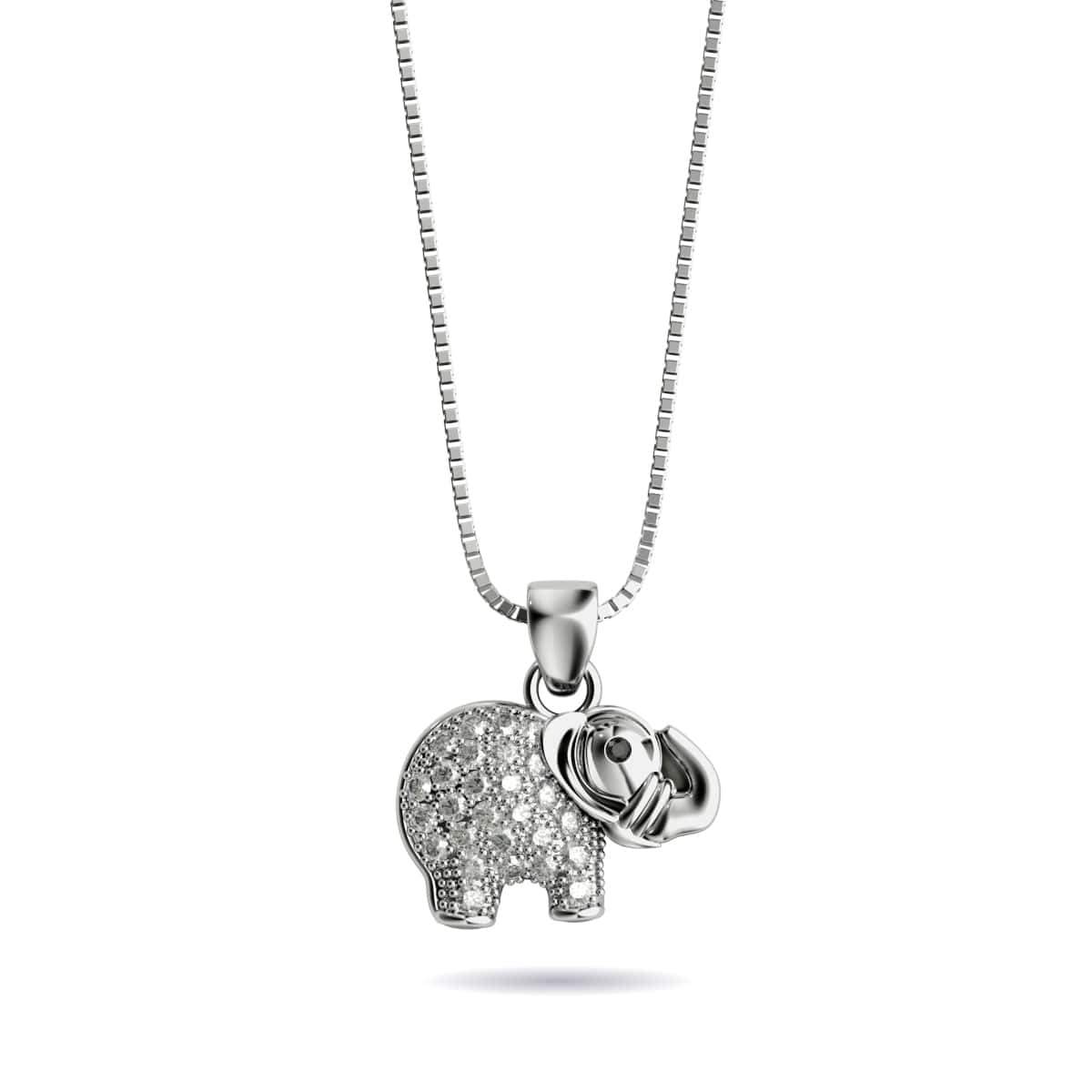 Heiligtum | 925 Sterling Silber | Kristall Elefant Unendlichkeitsverschluss Halskette