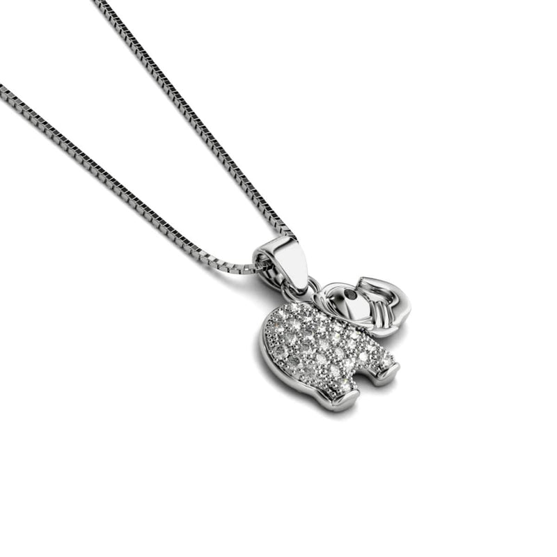 Heiligtum | 925 Sterling Silber | Kristall Elefant Unendlichkeitsverschluss Halskette