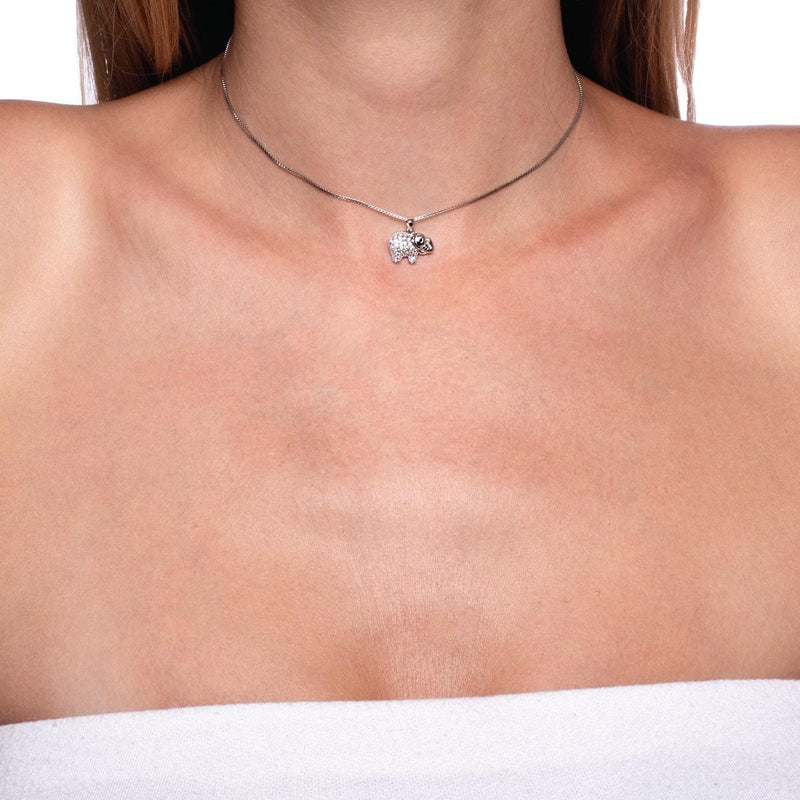 Heiligtum | 925 Sterling Silber | Kristall Elefant Unendlichkeitsverschluss Halskette