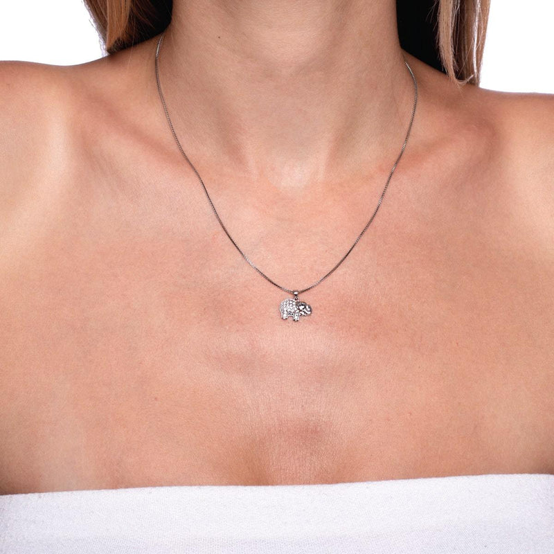 Heiligtum | 925 Sterling Silber | Kristall Elefant Unendlichkeitsverschluss Halskette