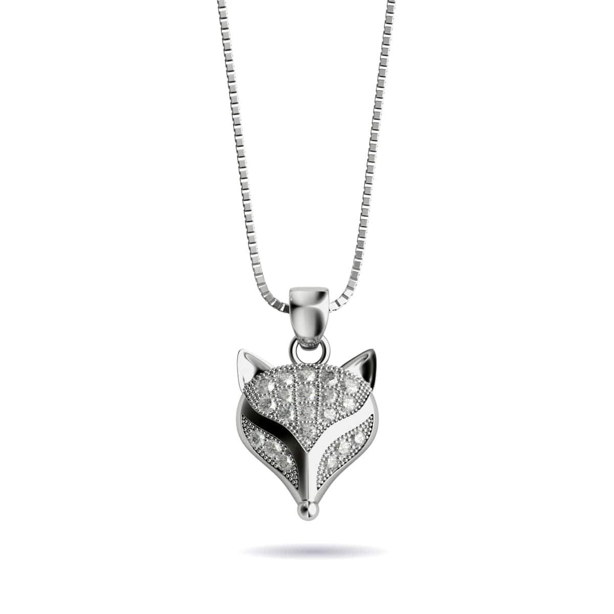 Füchsin | 925 Sterling Silber | Halskette mit Kristallfuchs-Unendlichkeitsverschluss