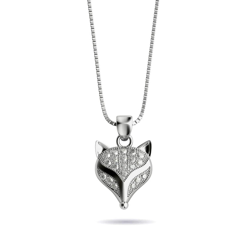 Füchsin | 925 Sterling Silber | Halskette mit Kristallfuchs-Unendlichkeitsverschluss