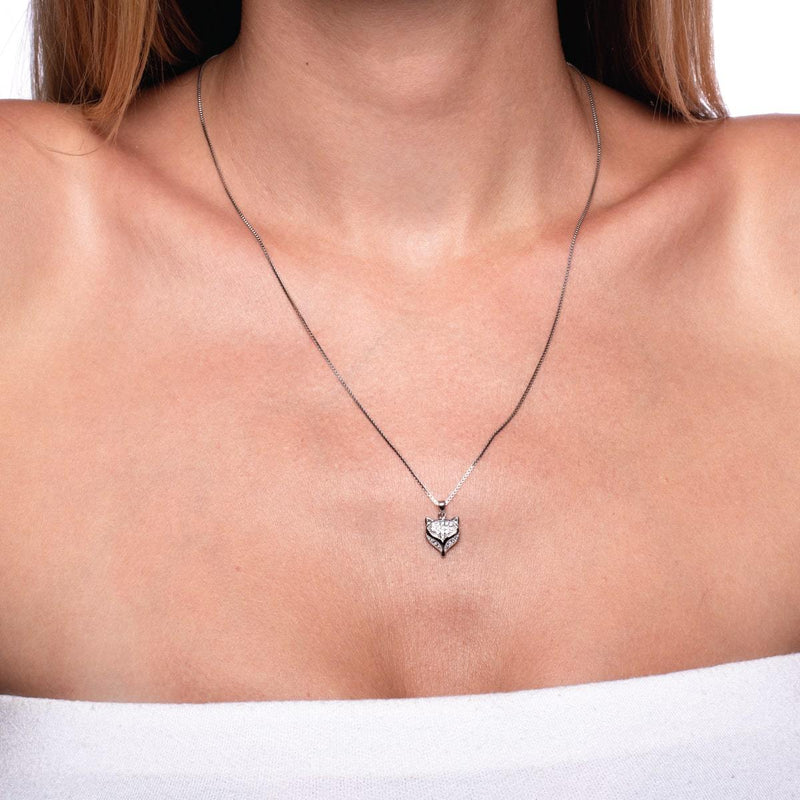 Füchsin | 925 Sterling Silber | Halskette mit Kristallfuchs-Unendlichkeitsverschluss