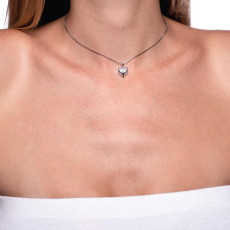 Füchsin | 925 Sterling Silber | Halskette mit Kristallfuchs-Unendlichkeitsverschluss