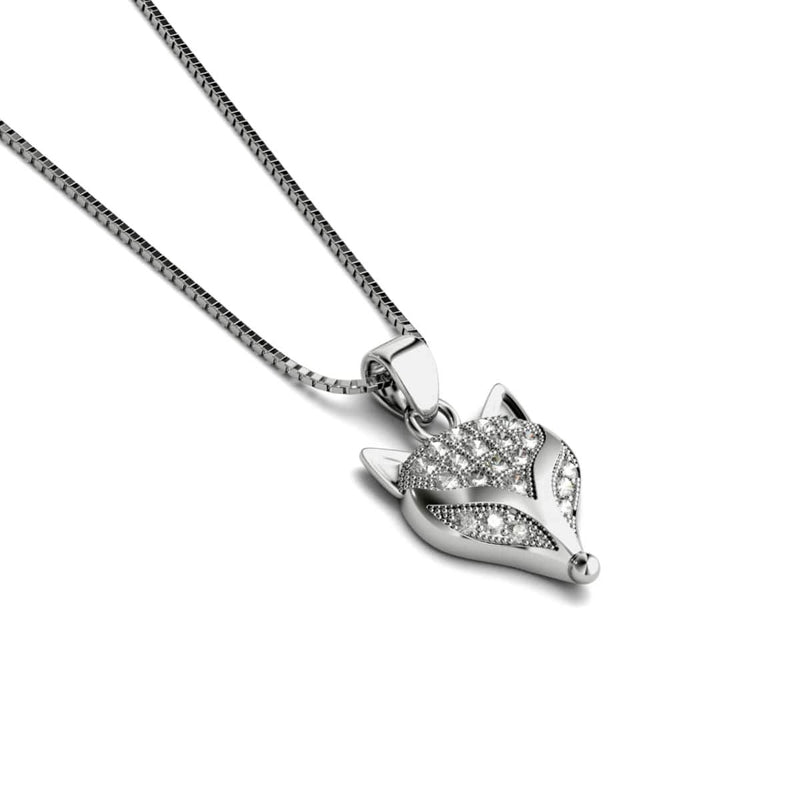 Füchsin | 925 Sterling Silber | Halskette mit Kristallfuchs-Unendlichkeitsverschluss
