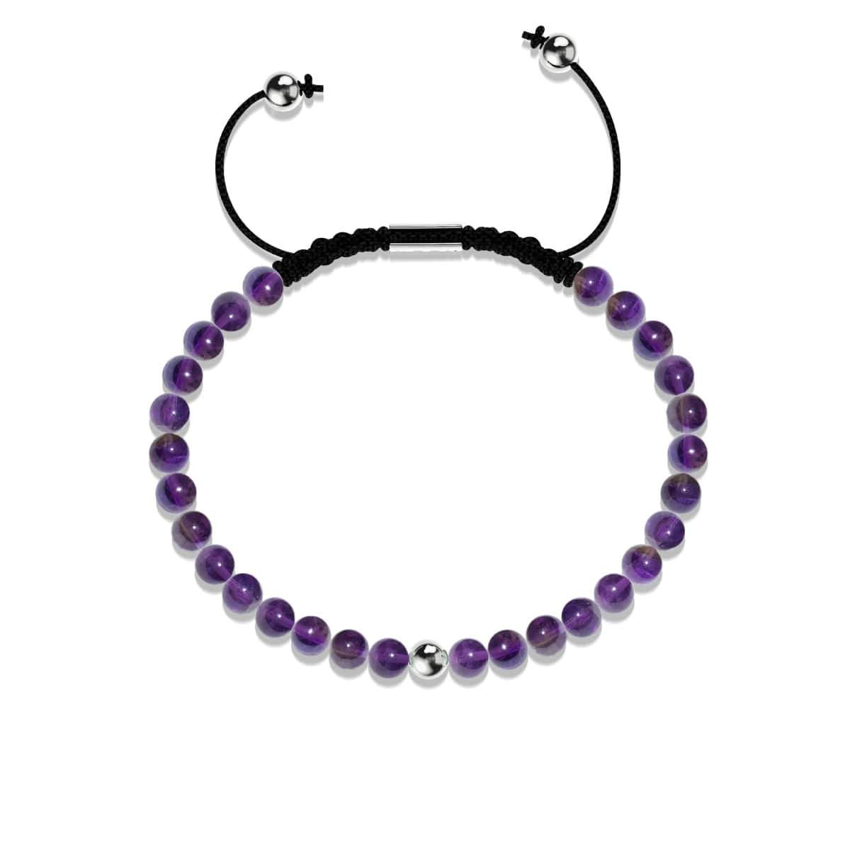 Amethyst | 925er Sterlingsilber | Makramee-Armband mit Fokus-Edelstein