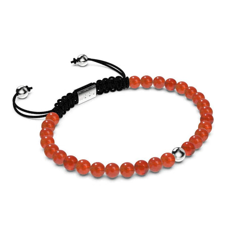 Koralle | 925 Sterling Silber | Fokus Edelstein Makramee Armband