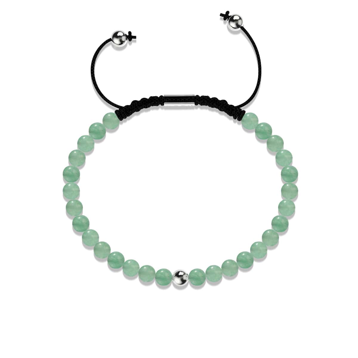 Grüne Jade | 925er Sterlingsilber | Makramee-Armband mit Fokus-Edelstein