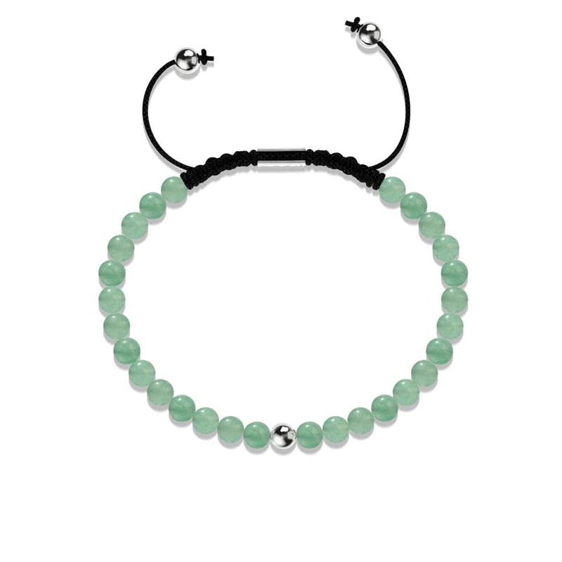 Grüne Jade | 925er Sterlingsilber | Makramee-Armband mit Fokus-Edelstein