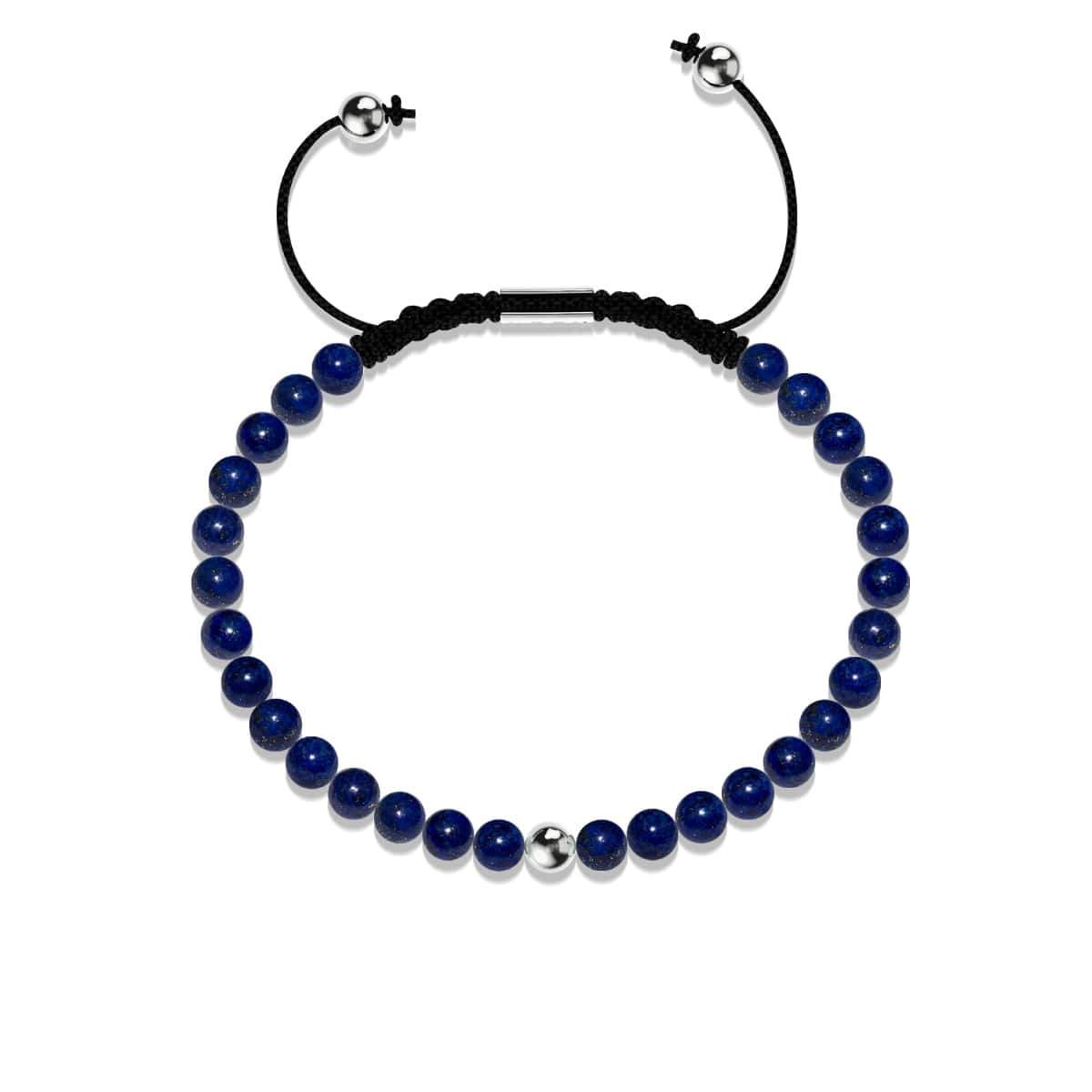 Lapis | 925er Sterlingsilber | Makramee-Armband mit Fokus-Edelstein