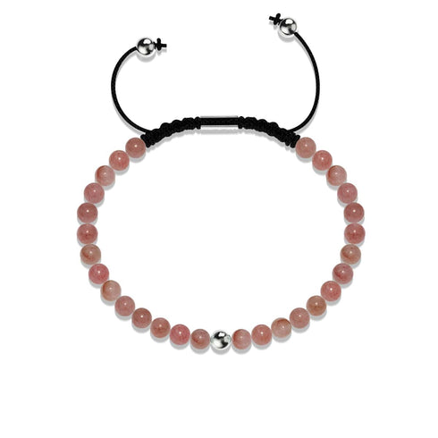 Rhodonit | 925er Sterlingsilber | Makramee-Armband mit Fokus-Edelstein