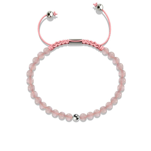 Rosenquarz | 925er Sterlingsilber | Makramee-Armband mit Fokus-Edelstein