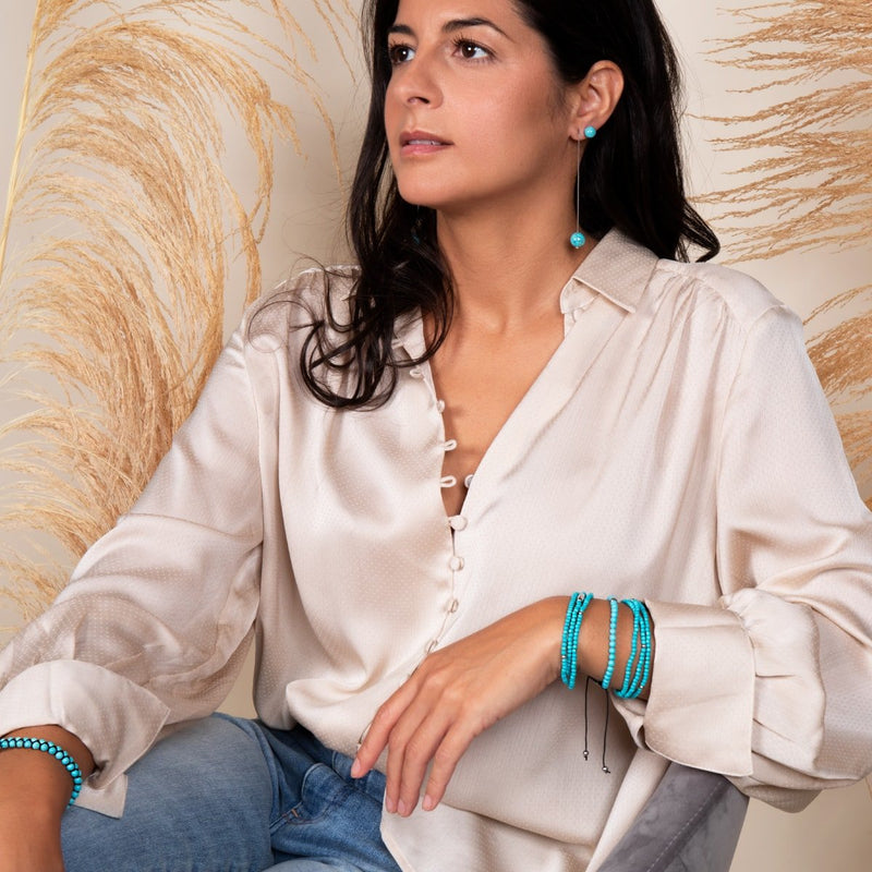 Türkis | 925er Sterlingsilber | Makramee-Armband mit Fokus-Edelstein