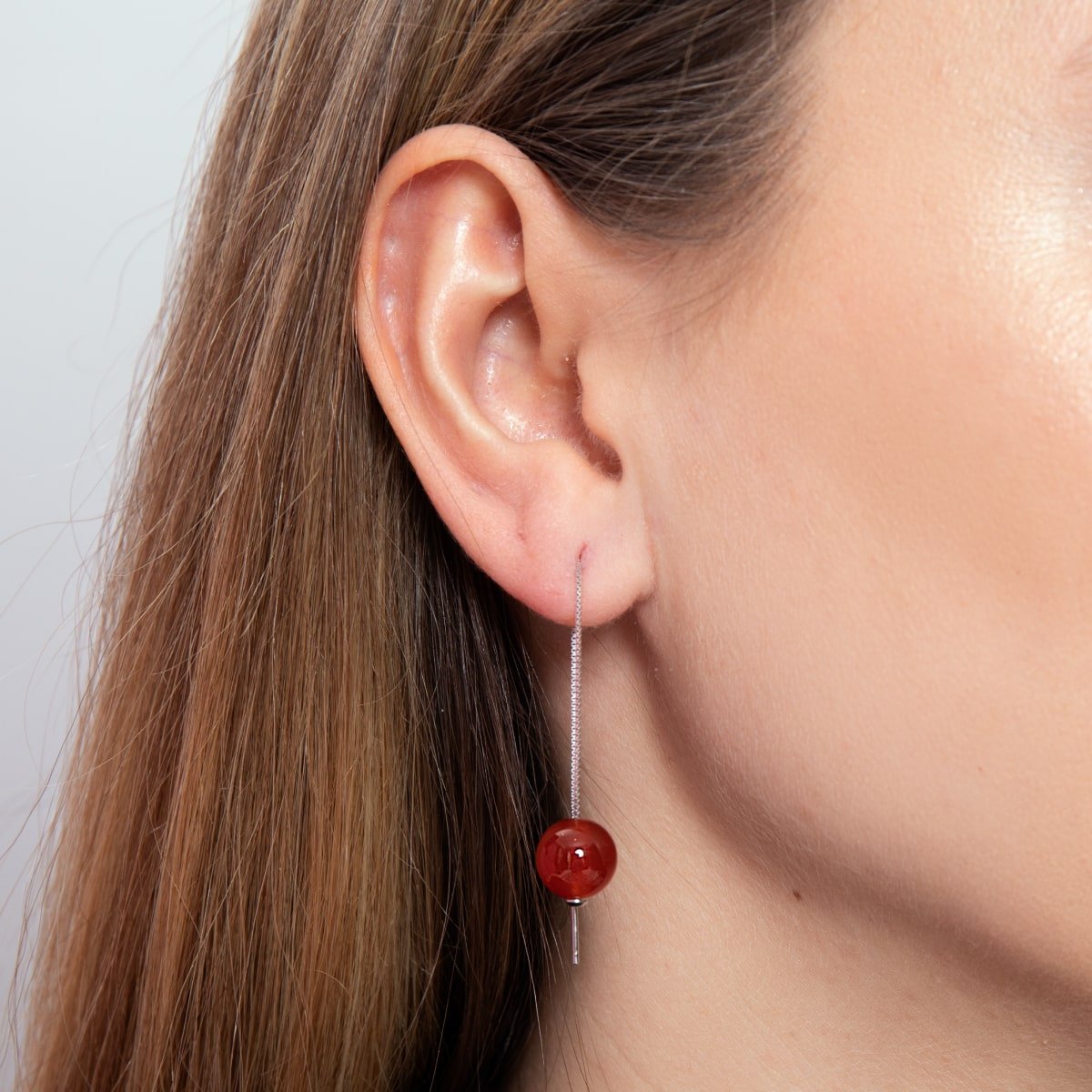 Karneol | 925er Sterlingsilber | Edelsteinketten-Tropfenfädler-Ohrringe