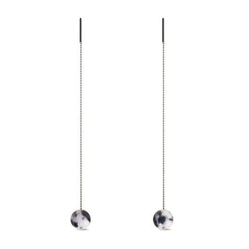 Dalmatiner-Jade | 925er Sterlingsilber | Tropfen-Ohrringe mit Edelsteinkette