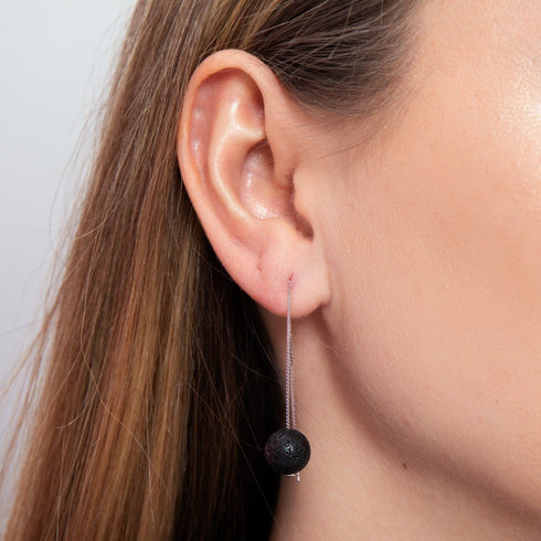 Lavastein-Diffusor | 925er Sterlingsilber | Edelsteinketten-Tropfenfädler-Ohrringe