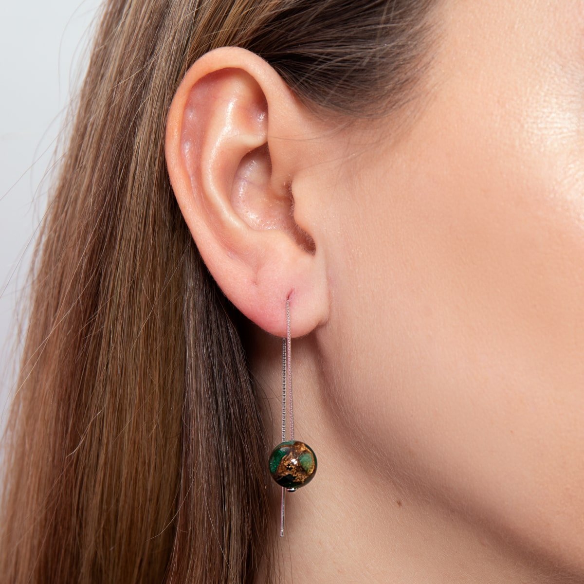 Neuer grüner Achat | 925er Sterlingsilber | Edelsteinketten-Tropfeneinfädler-Ohrringe