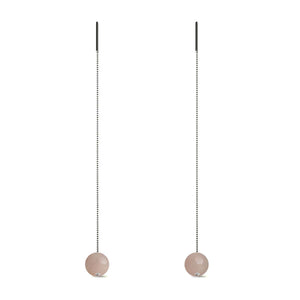 Rosa Aventurin | 925er Sterlingsilber | Edelstein-Ketten-Tropfen-Einfädler-Ohrringe