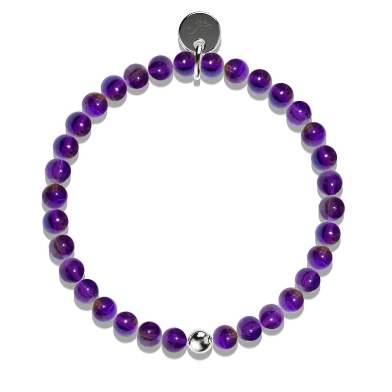 Amethyst | 925er Sterlingsilber | Heilstein-Perlenarmband