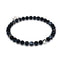 Schwarzer Linienachat | 925er Sterlingsilber | Heilsteinperlenarmband