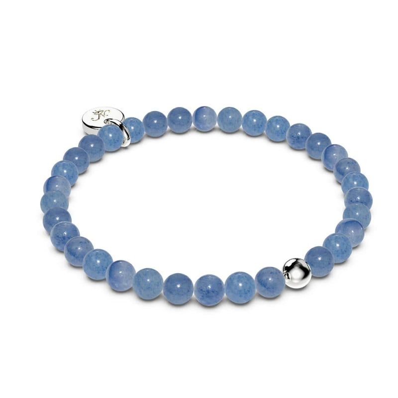 Blauer Aventurin | 925er Sterlingsilber | Heilstein-Perlenarmband