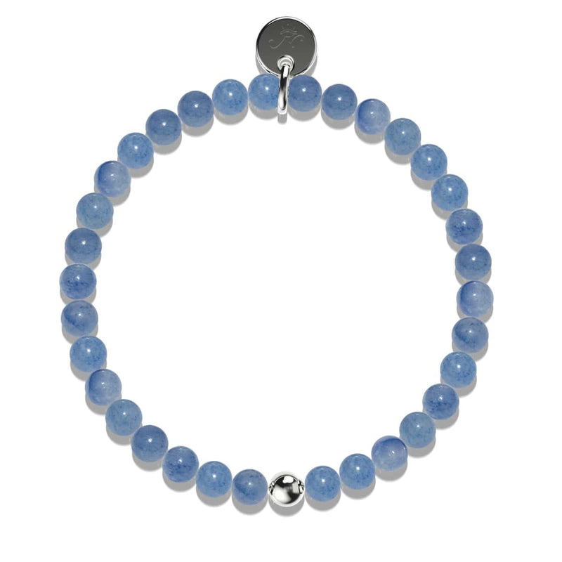 Blauer Aventurin | 925er Sterlingsilber | Heilstein-Perlenarmband
