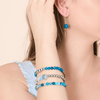 Blauer Linien-Achat | 925er Sterlingsilber | Heilendes Edelsteinperlenarmband
