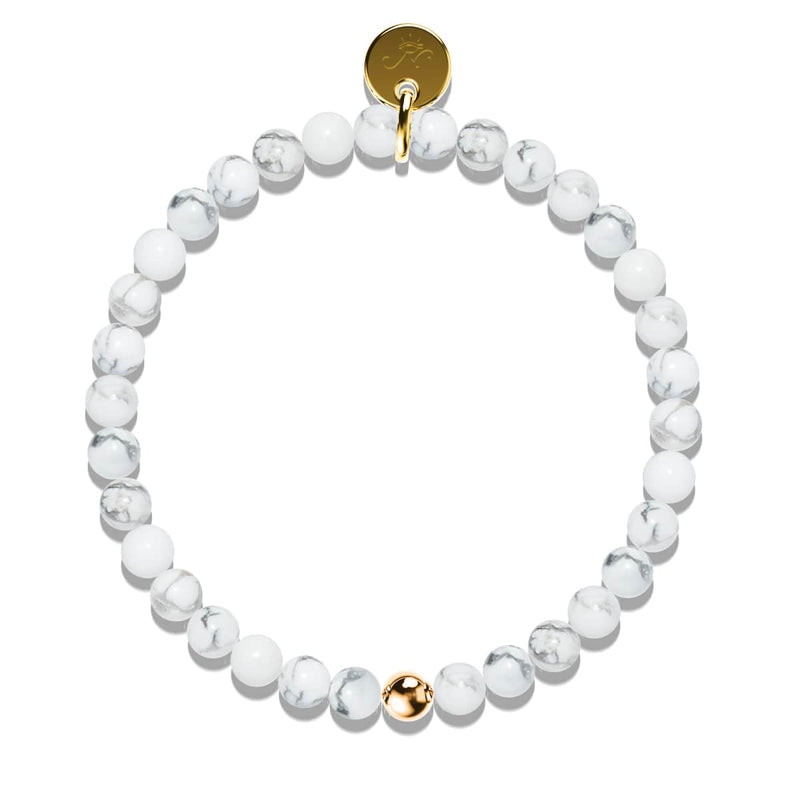 Howlith | 925er Sterlinggold Vermeil | Heilsteinperlenarmband
