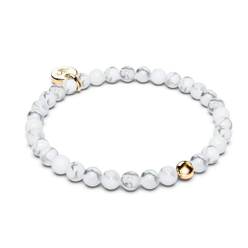Howlith | 925er Sterlinggold Vermeil | Heilsteinperlenarmband