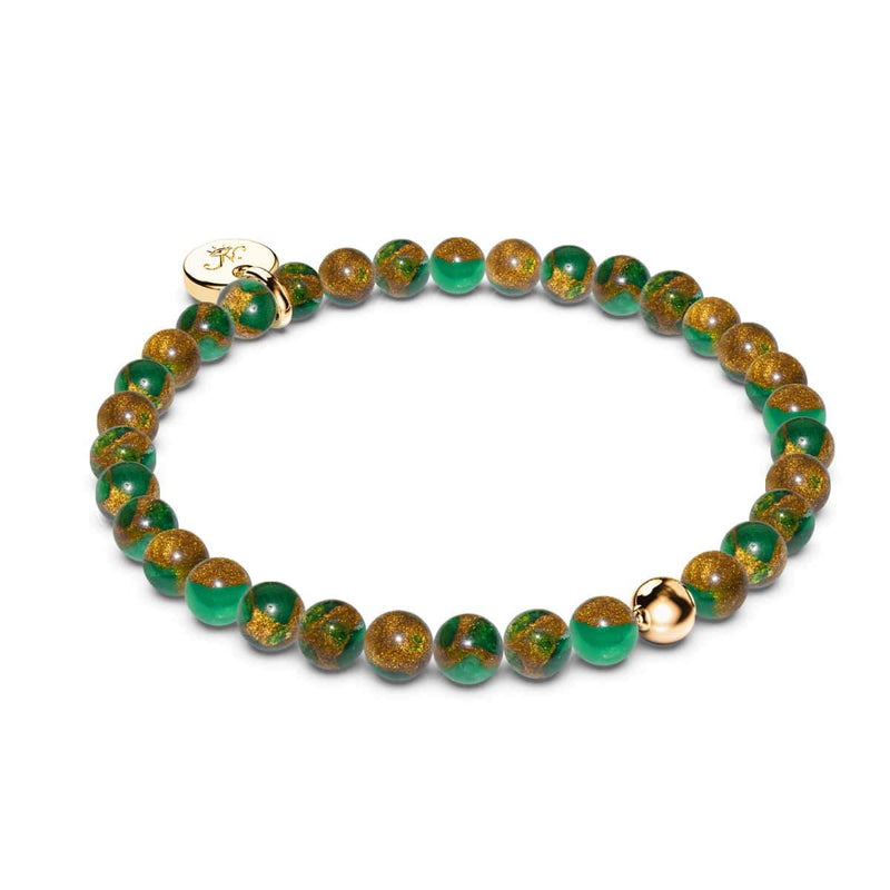 Neuer grüner Achat | 925er Sterlinggold Vermeil | Heilendes Edelsteinperlenarmband