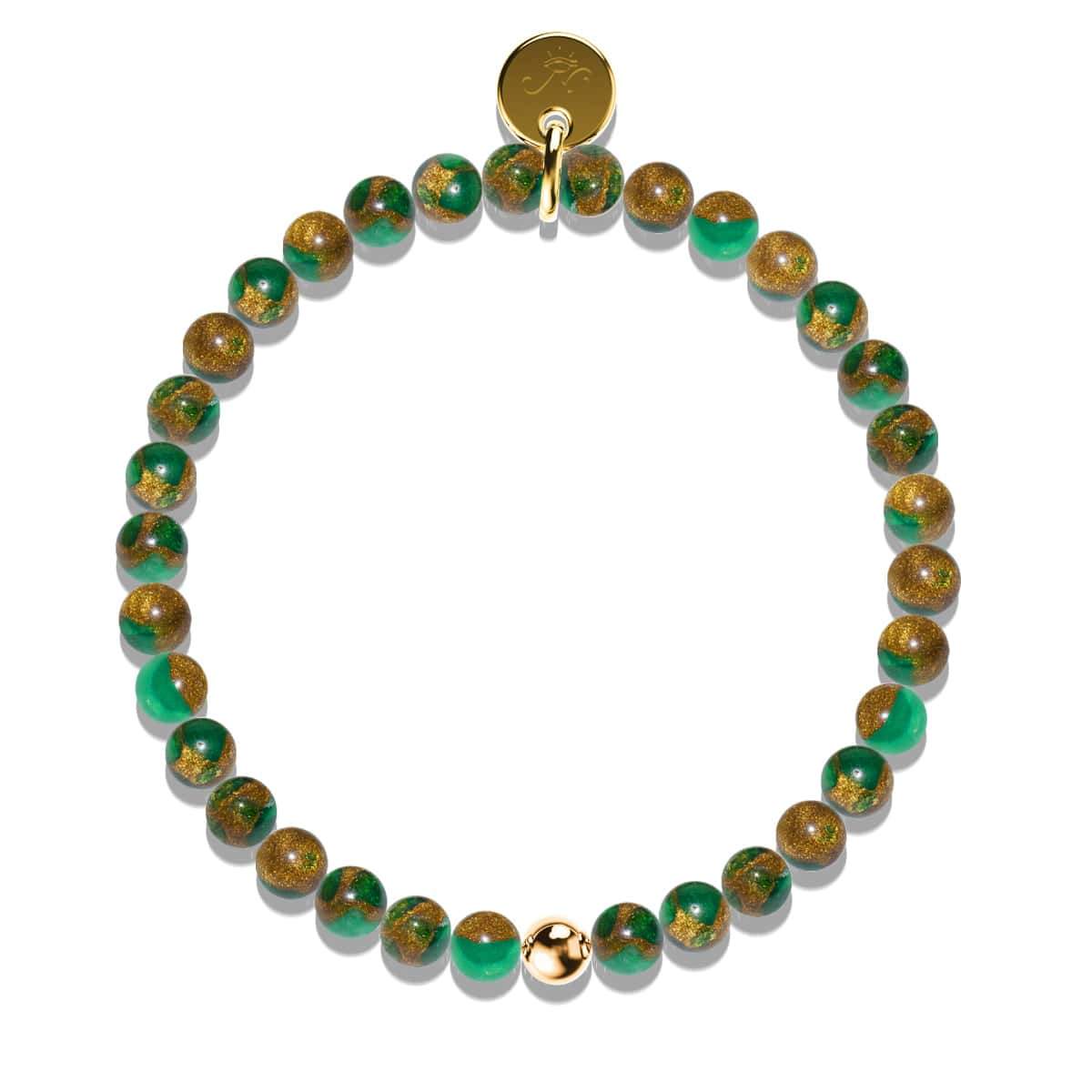 Neuer grüner Achat | 925er Sterlinggold Vermeil | Heilendes Edelsteinperlenarmband