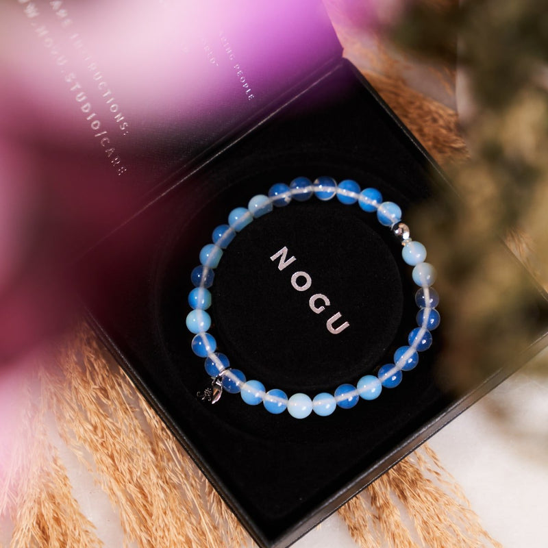 Opal-Mondstein | 925er Sterlingsilber | Heilstein-Perlenarmband