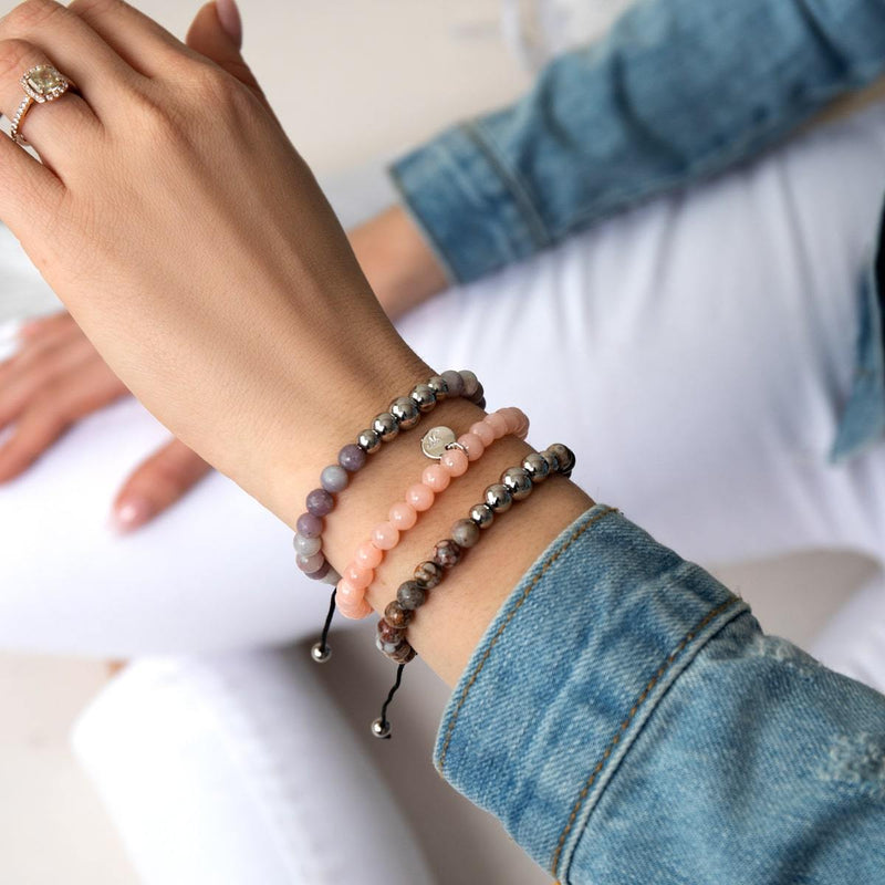 Rosa Aventurin | 925er Sterlingsilber | Heilstein-Perlenarmband