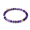 Lila Linien-Achat | 925er Sterling-Gold-Vermeil | Heilendes Edelstein-Perlenarmband