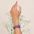 Lila Linien-Achat | 925er Sterlingsilber | Heilstein-Perlenarmband
