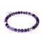 Lila Linien-Achat | 925er Sterlingsilber | Heilstein-Perlenarmband