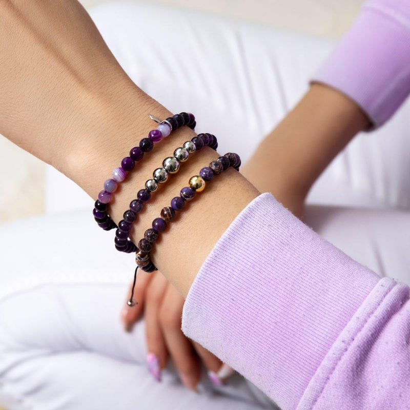 Lila Regalit | 925er Sterlinggold Vermeil | Heilsteinperlenarmband