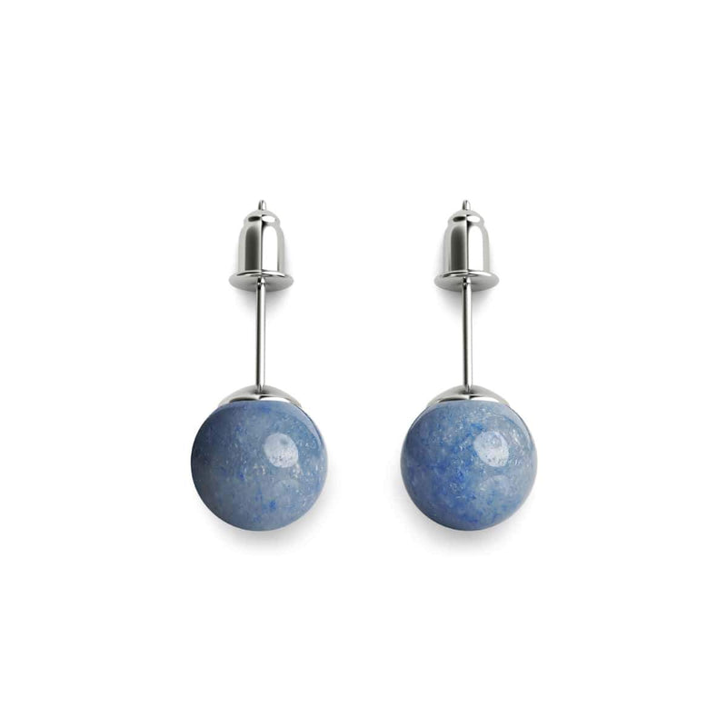 Blauer Aventurin | 925er Sterlingsilber | Edelstein-Ohrstecker