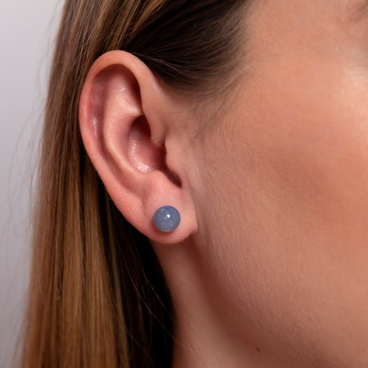 Blauer Aventurin | 925er Sterlingsilber | Edelstein-Ohrstecker