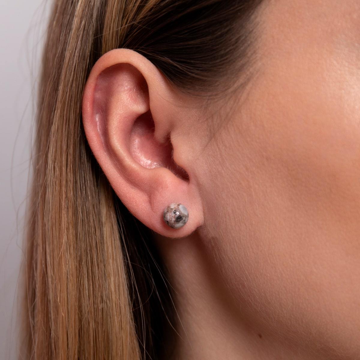 Fossiler Jaspis | 925er Sterlingsilber | Edelstein-Ohrstecker