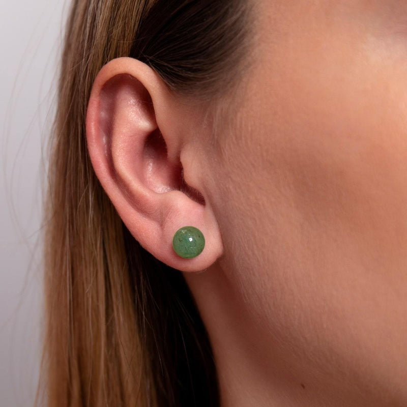 Grüne Jade | 925er Sterlingsilber | Edelstein-Ohrstecker