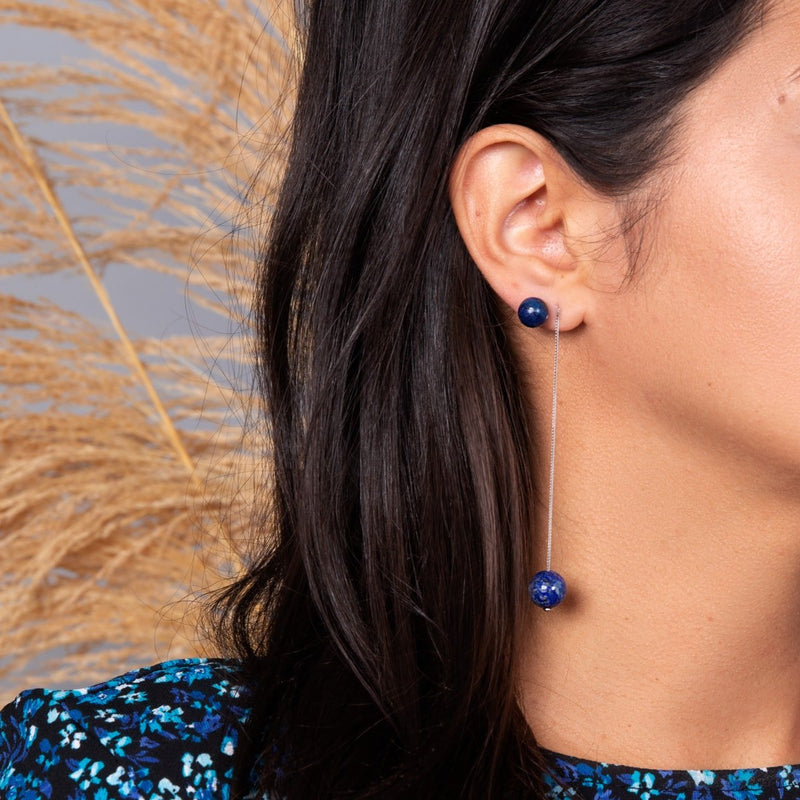 Lapis | 925er Sterlingsilber | Edelstein-Ohrstecker