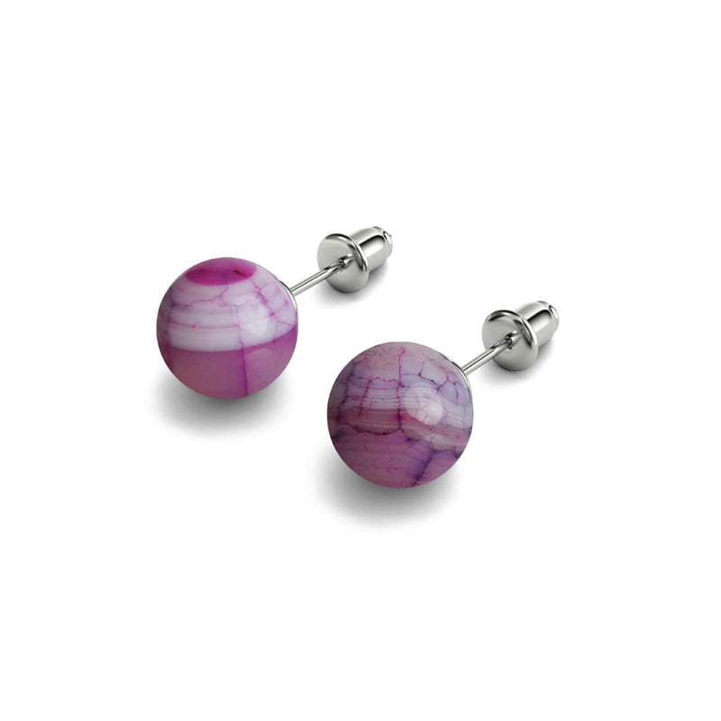 Maulbeer-Achat | 925er Sterlingsilber | Edelstein-Ohrstecker