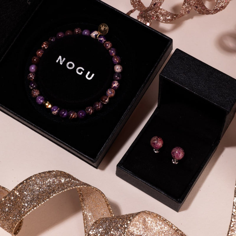 Lila Regalit | 925er Sterlingsilber | Edelstein-Ohrstecker