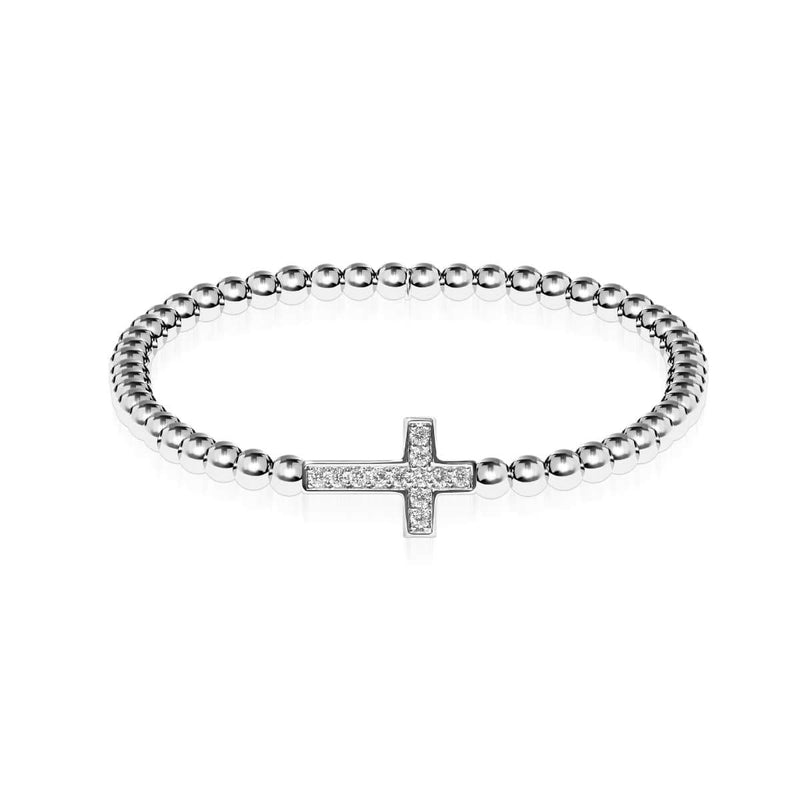 Gesegnet | 925er Sterlingsilber | CZ-Diamant-Kreuzarmband