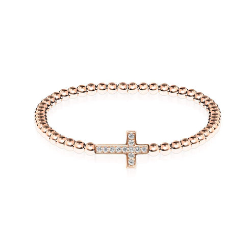 Gesegnet | Roségold Vermeil | CZ Diamant Kreuz Armband
