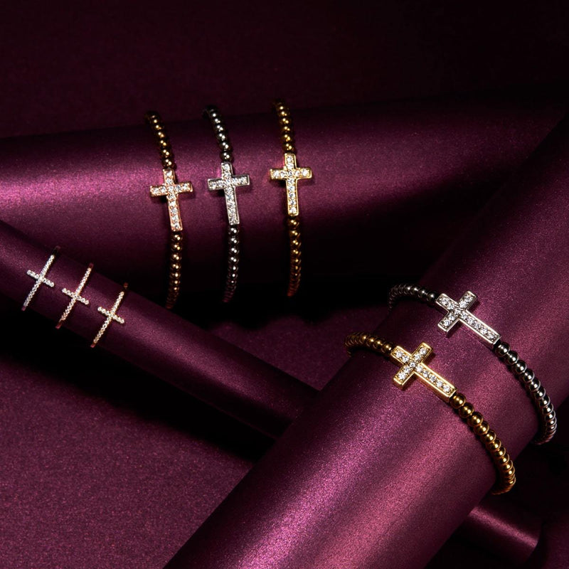 Gesegnet | Roségold Vermeil | CZ Diamant Kreuz Armband